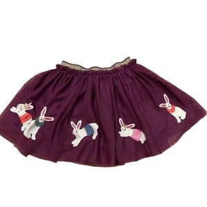 Mini Boden Bunny Appliqué Tulle Skirt Purple Sz 3-4 Year Rabbit Ballet Dance